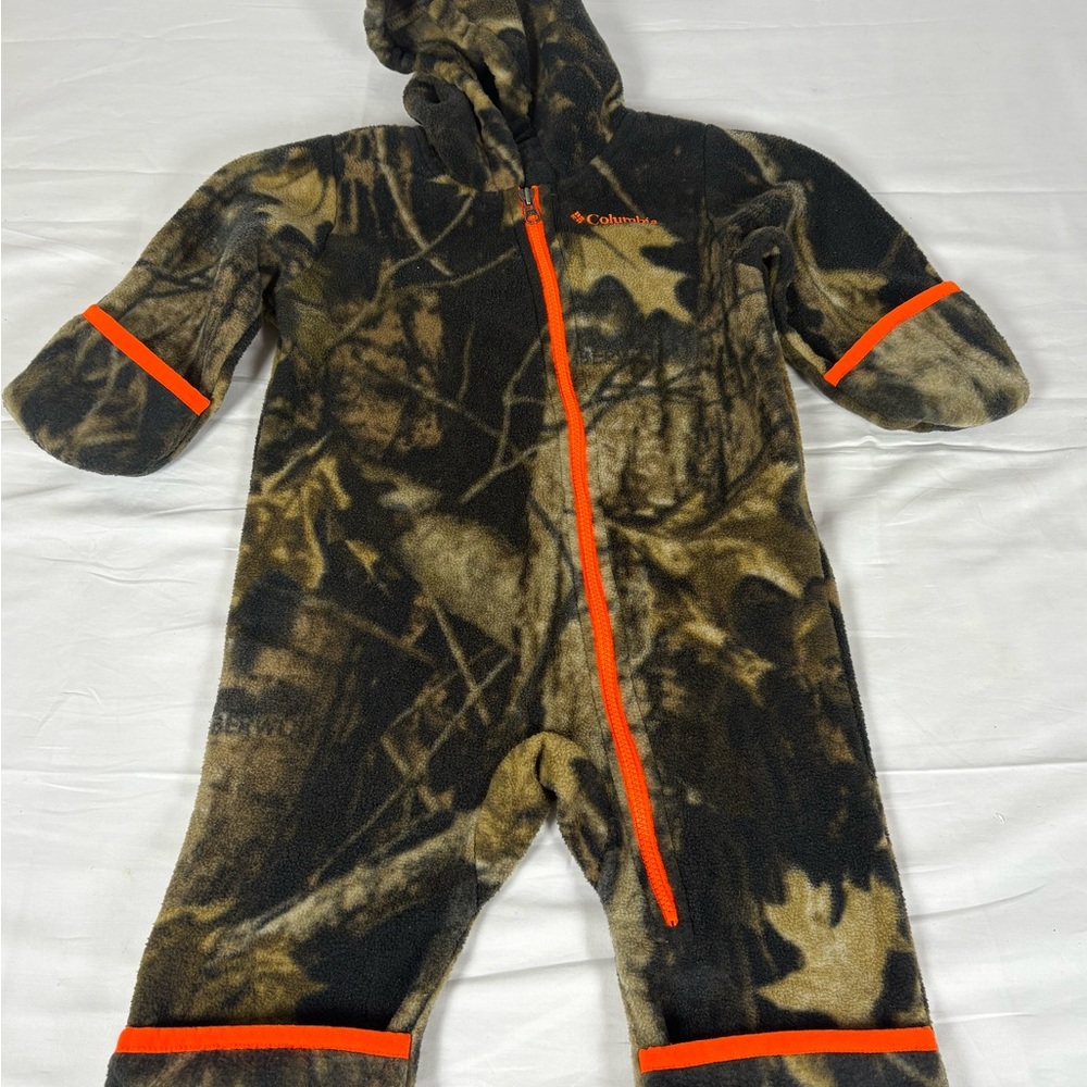 Columbia Infant Fleece 6-12M Camo Hooded One-Piece